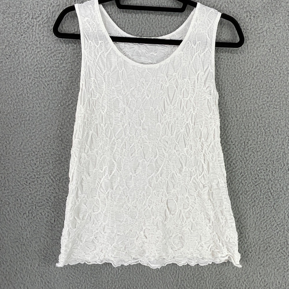 Snoskins Tank Top Womens Large White Excellent Popcorn Crinkle Sleeveless USA